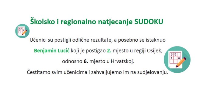 Školsko i regionalno natjecanje SUDOKU 2024.