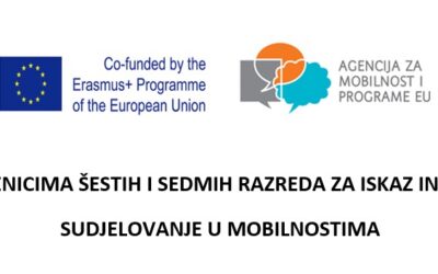 Poziv učenicima šestih i sedmih razreda za iskaz interesa za sudjelovanje u mobilnostima